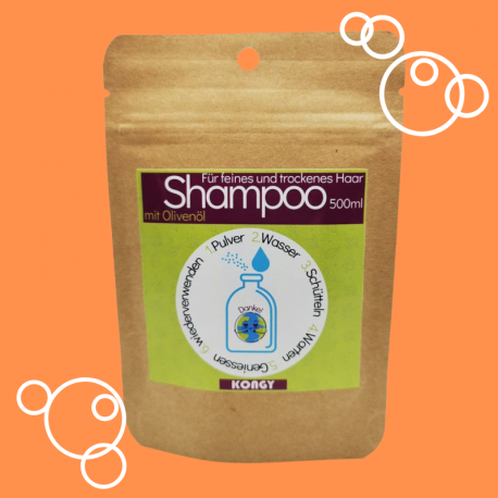 Shampoo aus Pulver für trockenes Haar